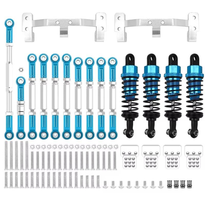 JVRWSC Für WPL Für C14 C24 1/16 Metall Für Chassis Link Stange Zugstange Halterung Stoßdämpfer Set RC Auto Upgrades Teile Zubehör RC Spielzeugautoteile(Blue) von JVRWSC