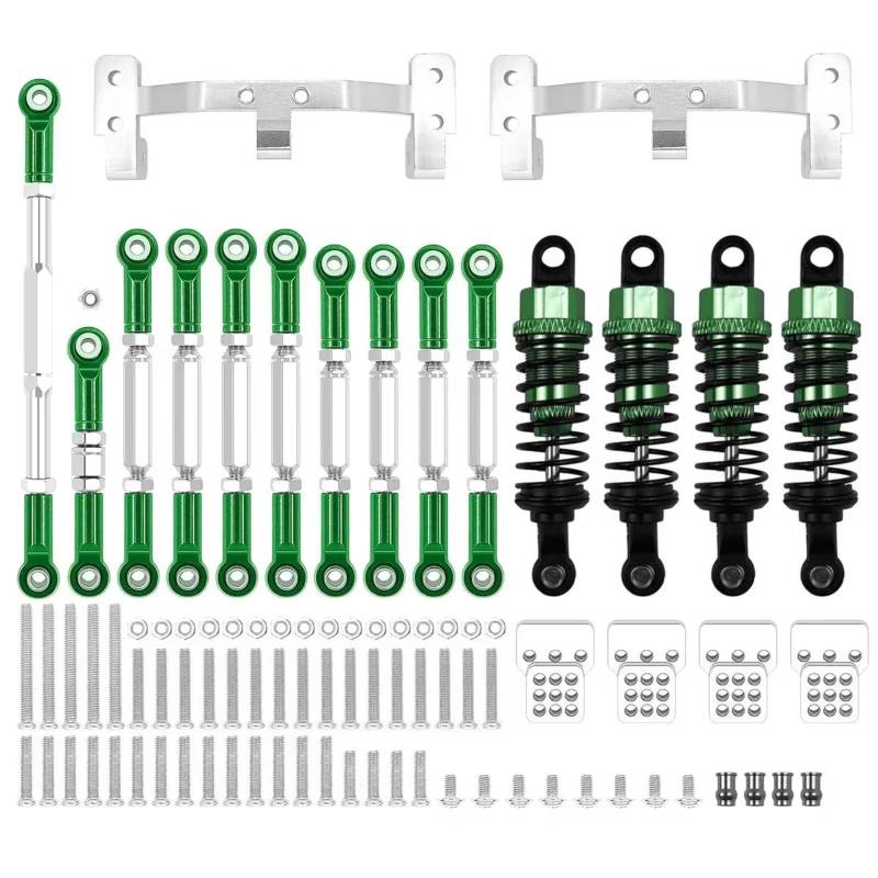 JVRWSC Für WPL Für C14 C24 1/16 Metall Für Chassis Link Stange Zugstange Halterung Stoßdämpfer Set RC Auto Upgrades Teile Zubehör RC Spielzeugautoteile(Green) von JVRWSC