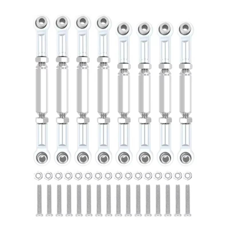 JVRWSC Für WPL Für C14 C24 1/16 Metall Für Chassis Link Stange Zugstange Spurstange Verknüpfung RC Auto Upgrades Teile Zubehör RC Spielzeugautoteile(Silver) von JVRWSC