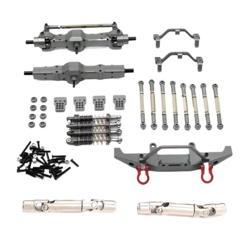 JVRWSC Für WPL Für C14 C24 C24-1 1/16 Metall Vorder- Und Hinterachse Für Chassis Link Stange Zugstange Montieren Stoßdämpfer Set RC Auto Upgrade Teile RC Spielzeugautoteile(Gray) von JVRWSC