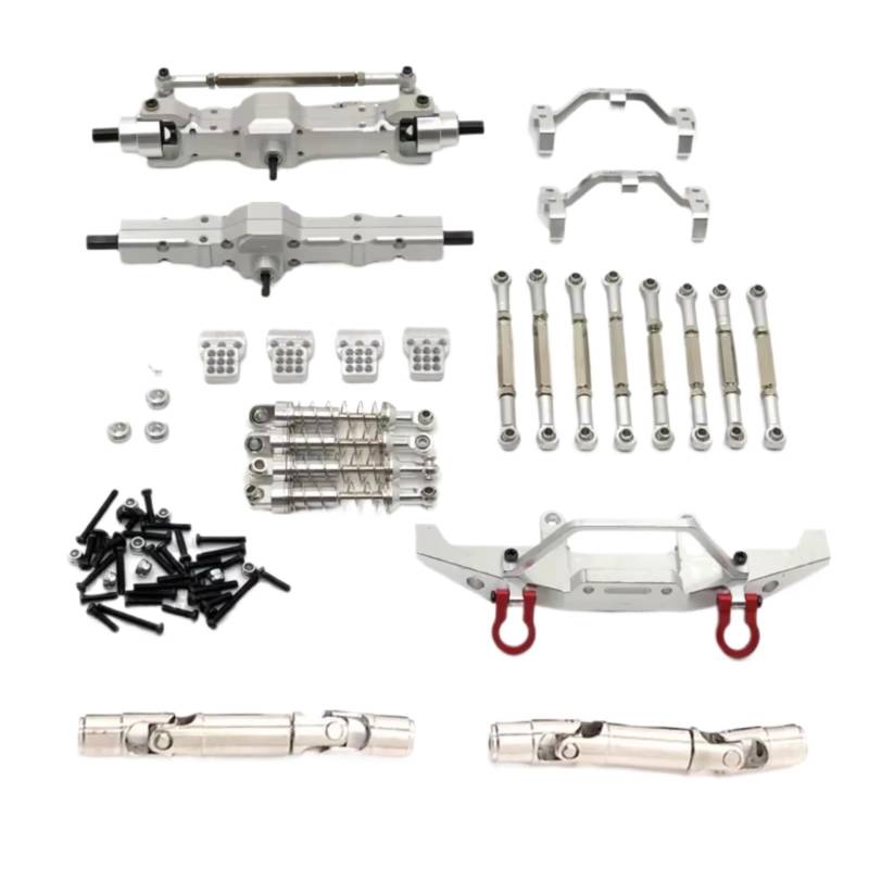 JVRWSC Für WPL Für C14 C24 C24-1 1/16 Metall Vorder- Und Hinterachse Für Chassis Link Stange Zugstange Montieren Stoßdämpfer Set RC Auto Upgrade Teile RC Spielzeugautoteile(Silver) von JVRWSC
