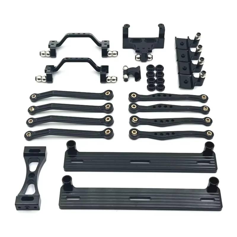 JVRWSC Für WPL Für C64 C64-1 1/16 Metall Für Chassis Link Stange Zugstange Montieren Seite Pedal Shock Mount Set RC Auto Upgrade Teile Zubehör RC Spielzeugautoteile(Black) von JVRWSC