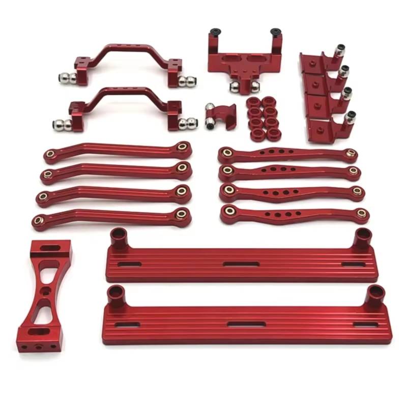 JVRWSC Für WPL Für C64 C64-1 1/16 Metall Für Chassis Link Stange Zugstange Montieren Seite Pedal Shock Mount Set RC Auto Upgrade Teile Zubehör RC Spielzeugautoteile(Red) von JVRWSC