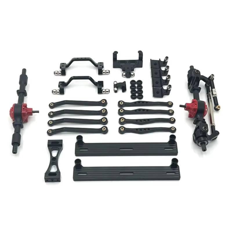 JVRWSC Für WPL Für C64 C64-1 1/16 Metall Vorder- Und Hinterachse Für Chassis Link Stange Zugstange Montieren Seite Pedal Shock Mount Set RC Auto Upgrade Teile RC Spielzeugautoteile(Black) von JVRWSC