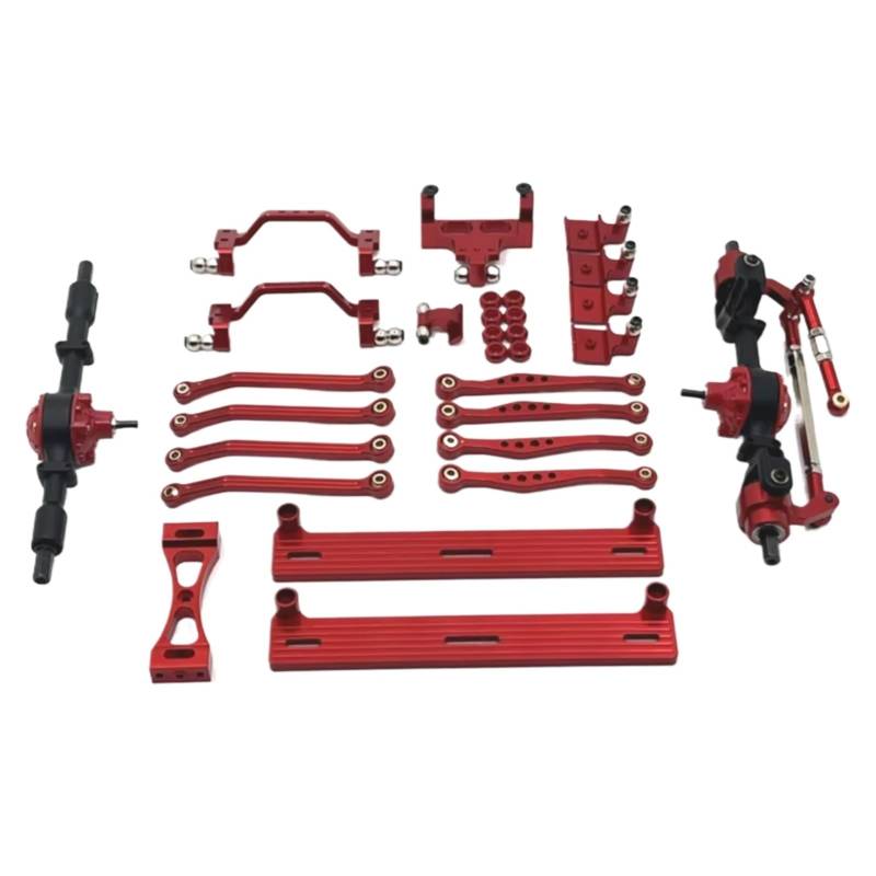 JVRWSC Für WPL Für C64 C64-1 1/16 Metall Vorder- Und Hinterachse Für Chassis Link Stange Zugstange Montieren Seite Pedal Shock Mount Set RC Auto Upgrade Teile RC Spielzeugautoteile(Red) von JVRWSC
