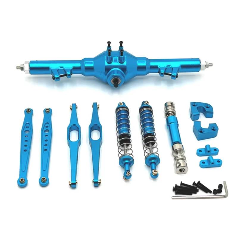 JVRWSC Für Wltoys Für 124006 12423 12427 12428 12429 1/12 Metall Hinterachse Antriebswelle Stoßdämpfer Längslenker RC Auto Upgrade Teile Kit RC Spielzeugautoteile(Blue) von JVRWSC