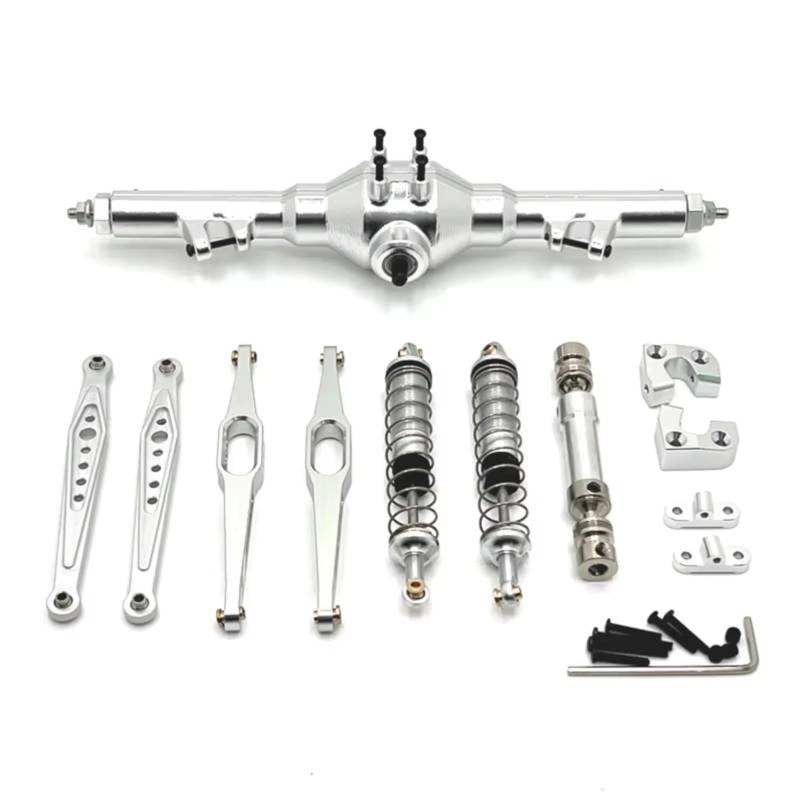 JVRWSC Für Wltoys Für 124006 12423 12427 12428 12429 1/12 Metall Hinterachse Antriebswelle Stoßdämpfer Längslenker RC Auto Upgrade Teile Kit RC Spielzeugautoteile(Silver) von JVRWSC