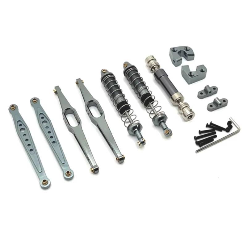 JVRWSC Für Wltoys Für 124006 12423 12427 12428 12429 1/12 Metall Upgrade Teile Kit Antriebswelle Stoßdämpfer Längslenker RC Auto Zubehör RC Spielzeugautoteile(Gray) von JVRWSC