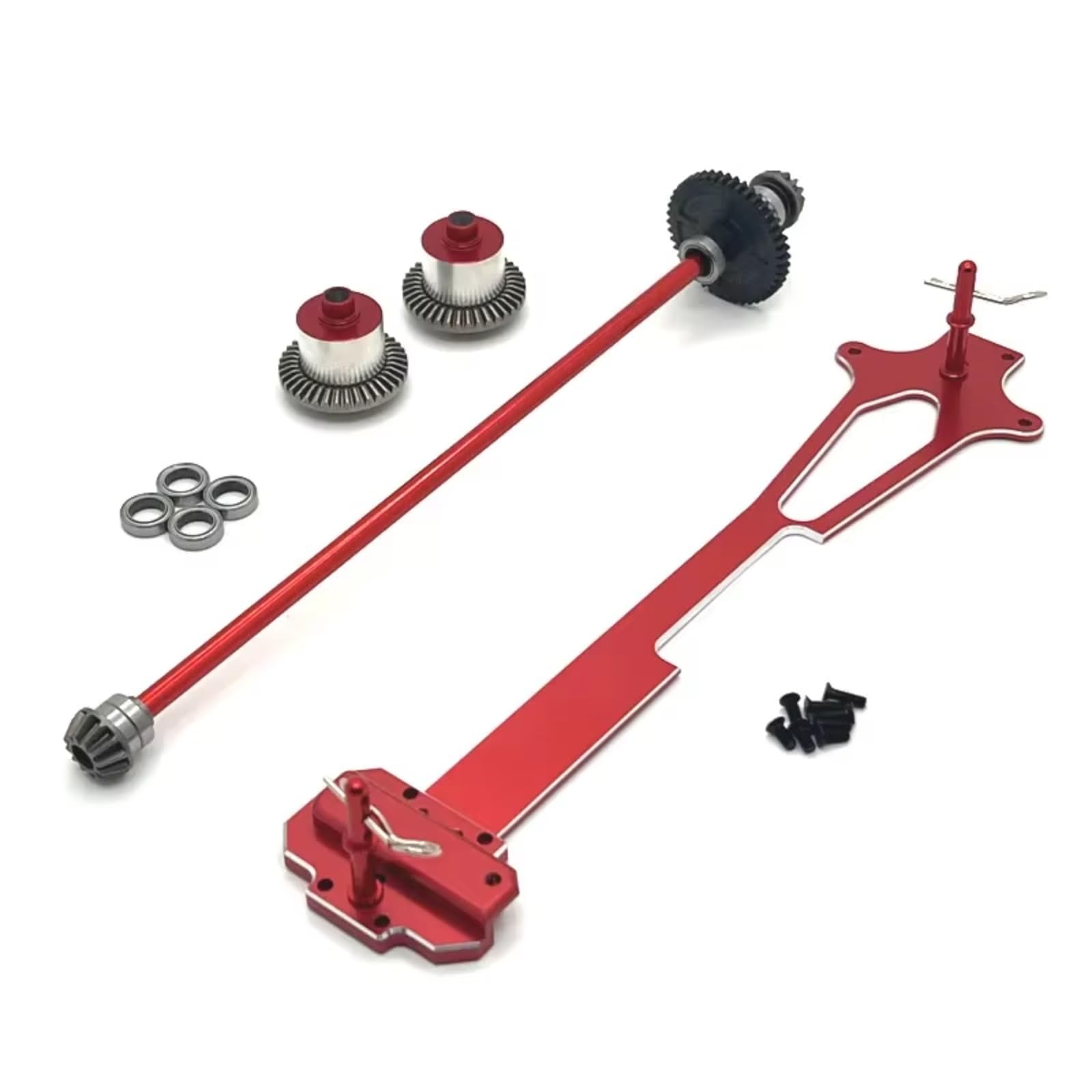 JVRWSC Für Wltoys Für 124016 124017 124018 124019 1/12 Metall Zweite Boden Bord Differential Zentrale Antriebswelle RC Auto Upgrade Teile RC Spielzeugautoteile(Red) von JVRWSC