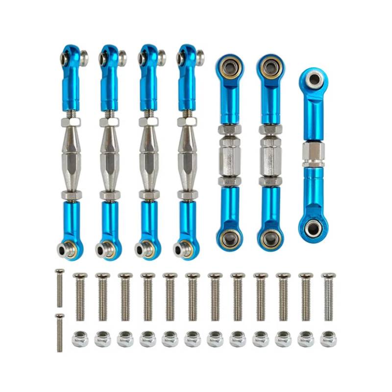 JVRWSC Für Wltoys Für 144001 144002 144010 124007 124016 124017 124019 Metall Vorne Hinten Spurstange Gestänge Servo Link Rod Set RC Auto Upgrade Teile RC Spielzeugautoteile(Blue) von JVRWSC