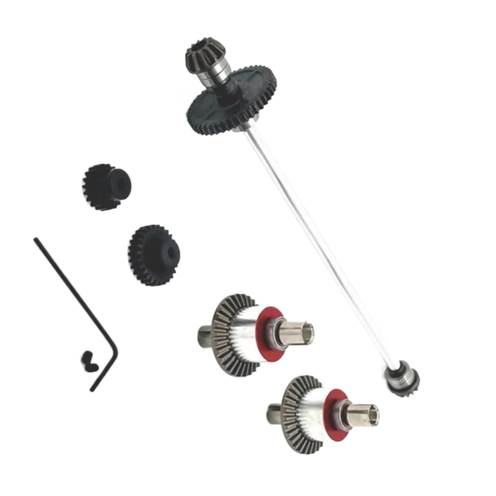 JVRWSC Für Wltoys Für 144001 144002 144010 Für RIaarIo Für XDKJ-001 XDKJ-006 1/14 Metall Differential Und Zentrale Antriebswelle Montage RC Auto Upgrade Teile RC Spielzeugautoteile(Silver) von JVRWSC