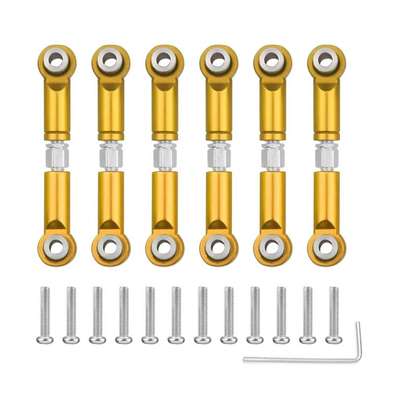 JVRWSC Für Wltoys Für A959 A959-B A949 A969 A979 K929 1/18 Metall Vorne Hinten Spurstange Gestänge Servo Link Rod Set RC Auto Upgrades Teile Zubehör RC Spielzeugautoteile(Yellow) von JVRWSC