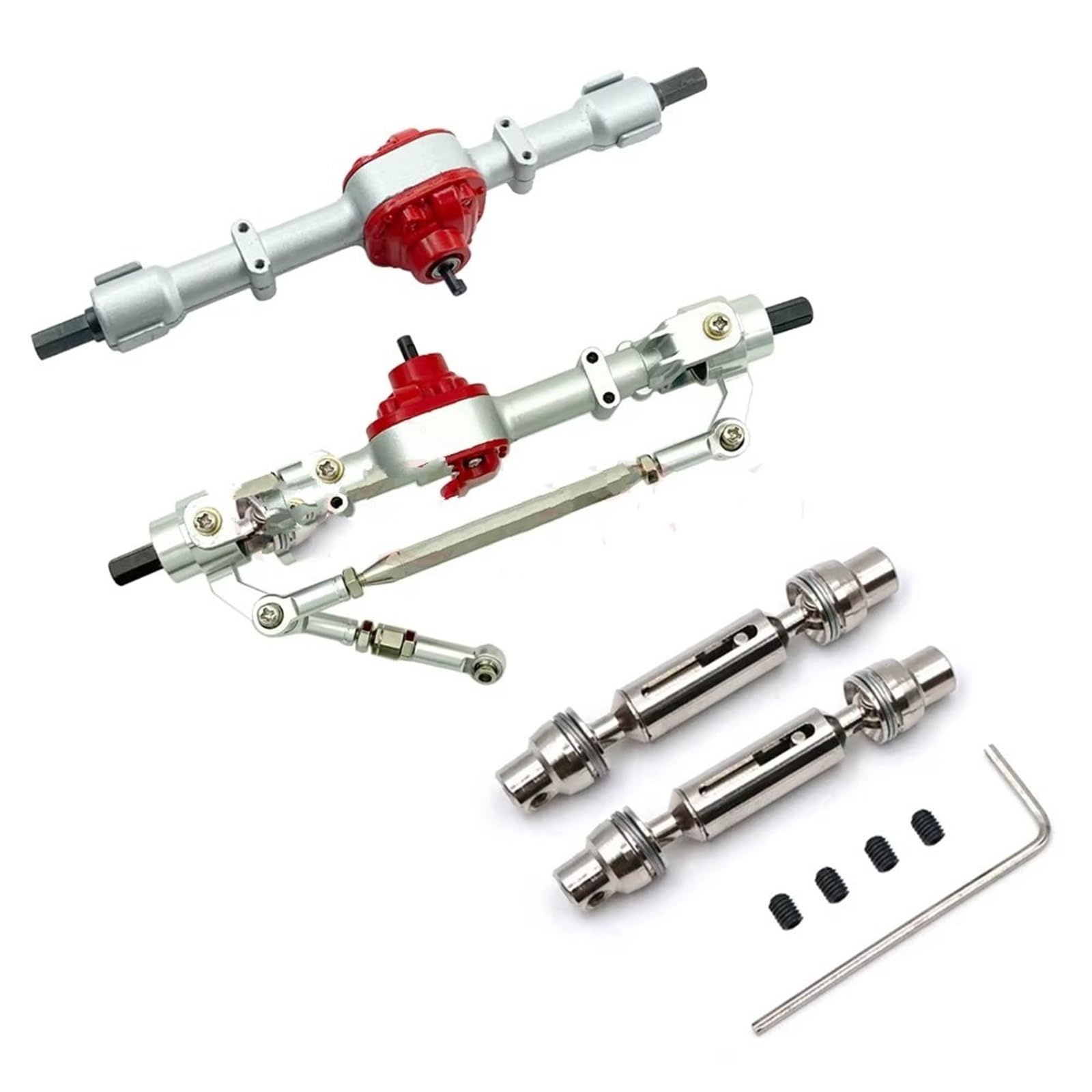 JVRWSC Kompatibel Mit MN D90 D91 D96 99S FJ45 1/12 RC Auto Upgrade Teile Zubehör RC Auto Metallgetriebe Vorder- Und Hinterachsensatz Mit Antriebswelle RC Spielzeugautoteile(Silver A) von JVRWSC
