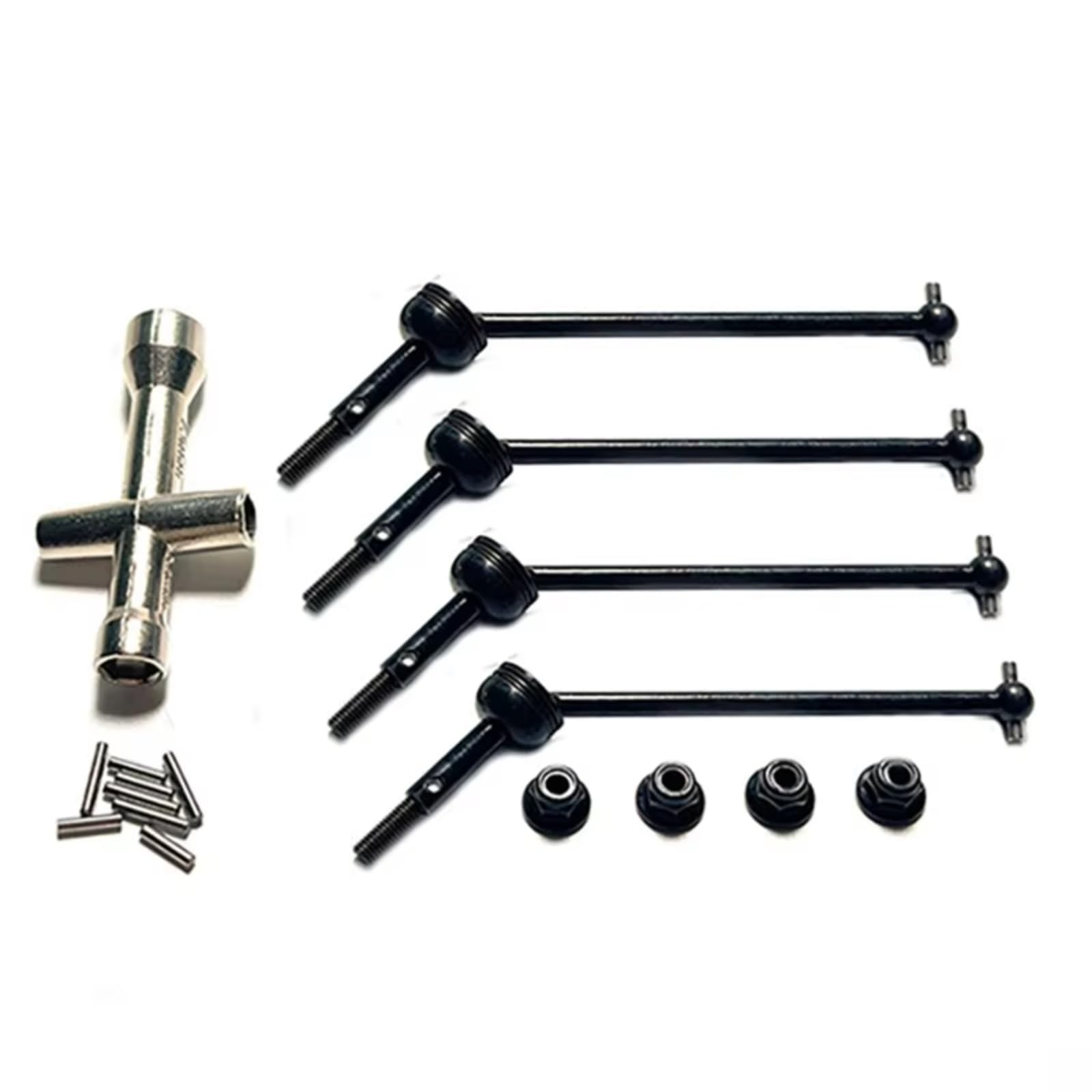 JVRWSC RC Auto Antriebswelle Kompatibel Mit Wltoys 144001 144010 124007 124016 124019 124018 RC-Auto-Upgrade-Teile, 4-teilige Metall-Antriebswellen-Radmutter(Black) von JVRWSC