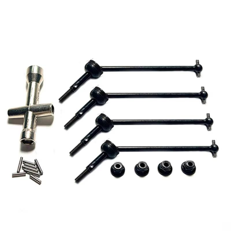 JVRWSC RC Auto Antriebswelle Kompatibel Mit Wltoys 144001 144010 124007 124016 124019 124018 RC-Auto-Upgrade-Teile, 4-teilige Metall-Antriebswellen-Radmutter(Black) von JVRWSC