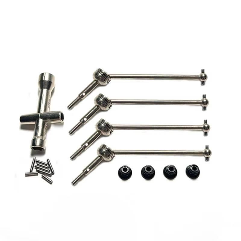 JVRWSC RC Auto Antriebswelle Kompatibel Mit Wltoys 144001 144010 124007 124016 124019 124018 RC-Auto-Upgrade-Teile, 4-teilige Metall-Antriebswellen-Radmutter(Silver) von JVRWSC