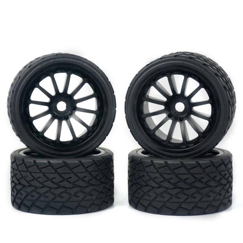 JVRWSC RC Autoreifen Felge Kompatibel Mit 1/8 1/10 RC Fernbedienung Modell Auto LKW 4PCS Gummireifen Räder 144mm * 70mm Adapter 17mm Teile RC Reifen Zubehör von JVRWSC