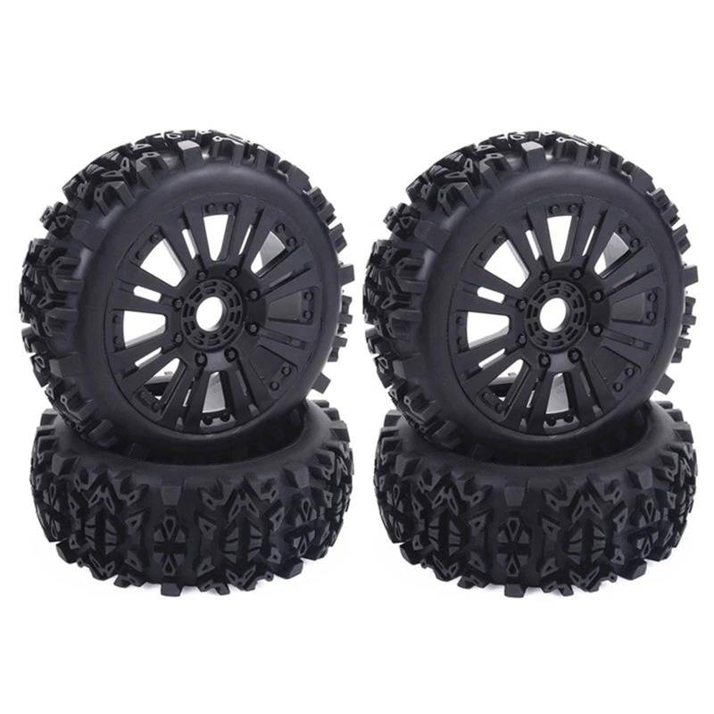 JVRWSC RC Autoreifen Felge Kompatibel Mit ARRMA Für Traxxas Für Redcat Für Team Für Losi Für Kyosho Für VRX 4 Stück 120 Mm 1/8 RC Off-Road-Buggy-Reifen Rad 17 Mm Sechskant von JVRWSC