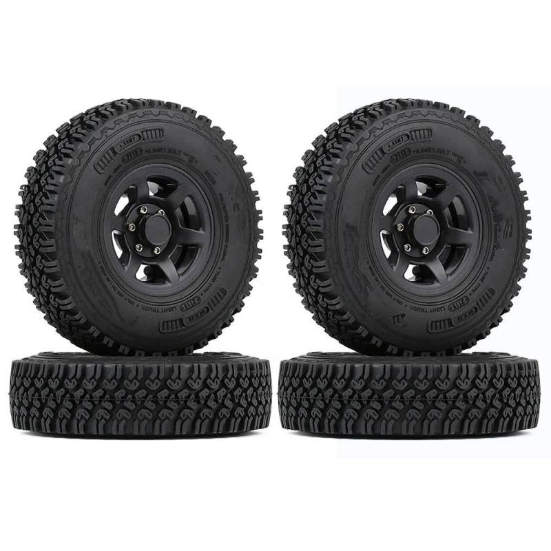 JVRWSC RC Autoreifen Felge Kompatibel Mit AX90069 Für Tamiya CC01 LC70 1/18 Für Aixal UTB18 Capra 4PCS 1,55 Beadlock Kunststoff Felge Reifen Für RC Crawler Auto(Color1,B) von JVRWSC