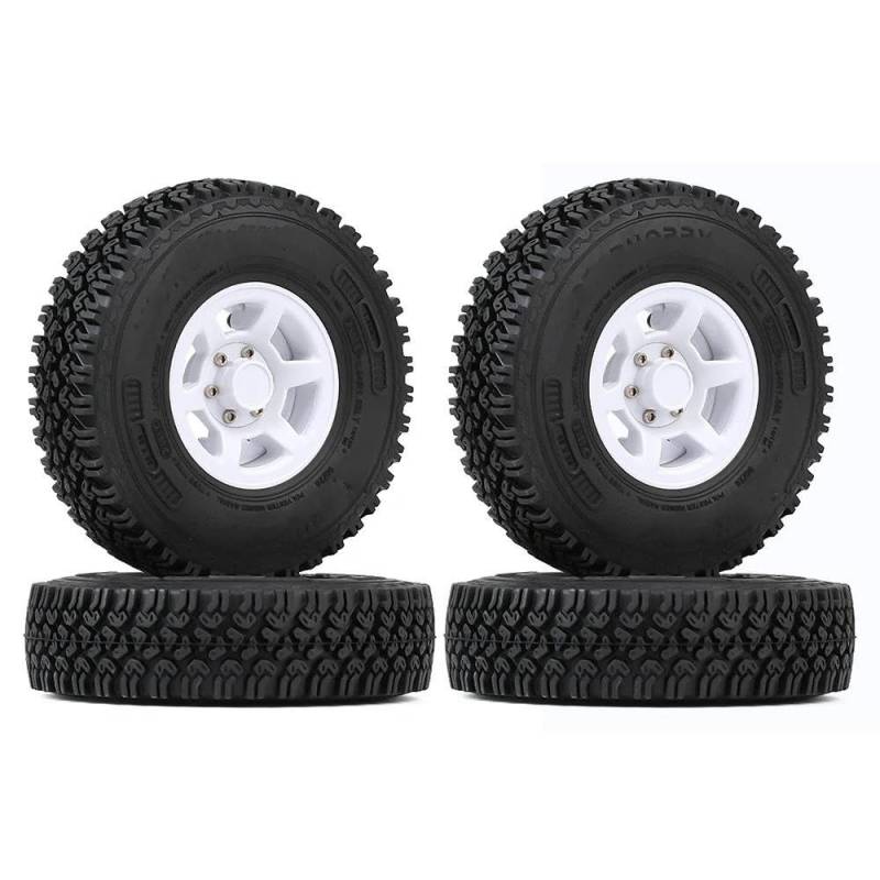 JVRWSC RC Autoreifen Felge Kompatibel Mit AX90069 Für Tamiya CC01 LC70 1/18 Für Aixal UTB18 Capra 4PCS 1,55 Beadlock Kunststoff Felge Reifen Für RC Crawler Auto(Color2,B) von JVRWSC