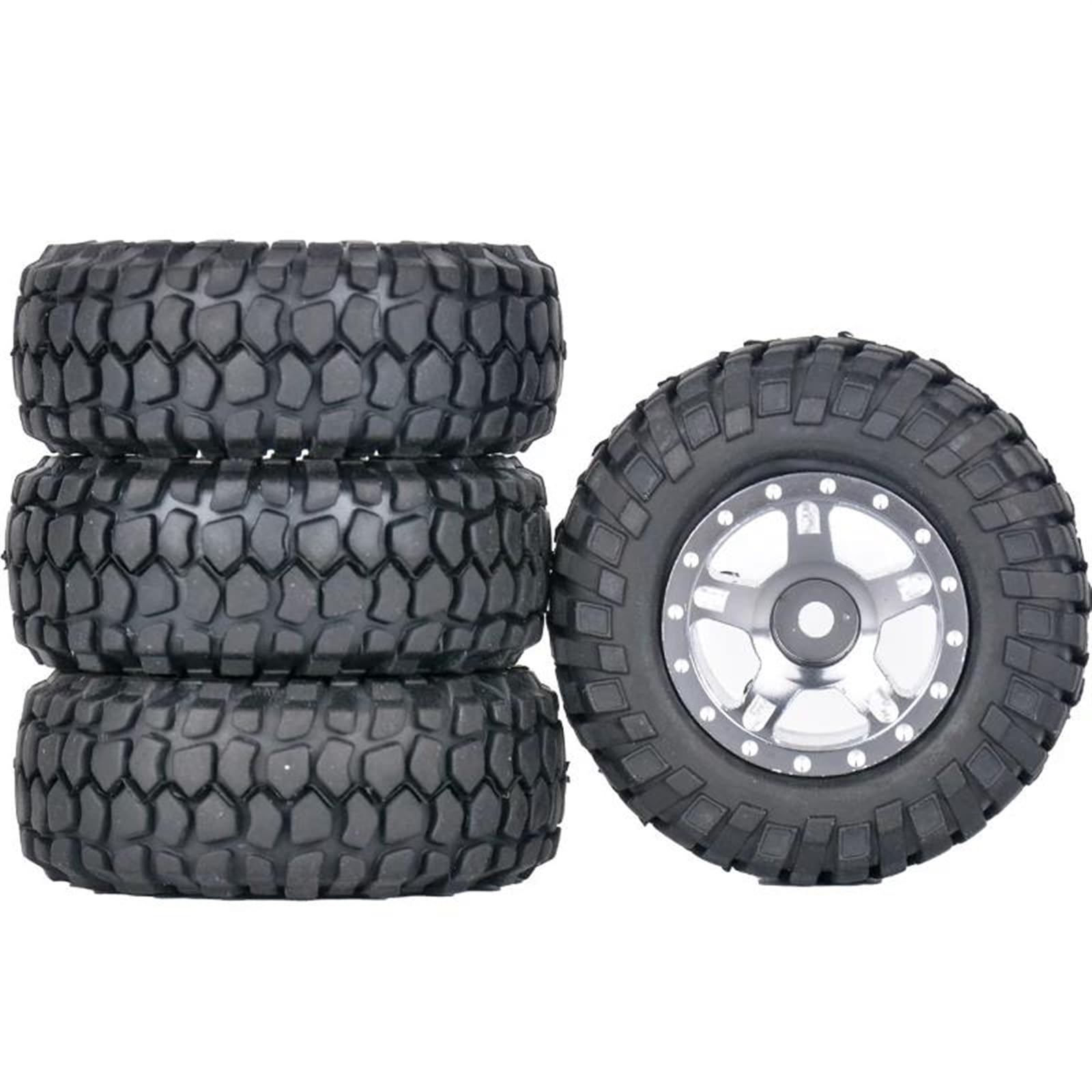 JVRWSC RC Autoreifen Felge Kompatibel Mit AXIAL Für SCX24 AXI00006 AXI90081 AXI00002 AXI00001 1/24 RC Car Crawler 4PCS Metallradnabe Gummireifen Zubehör(Color4) von JVRWSC