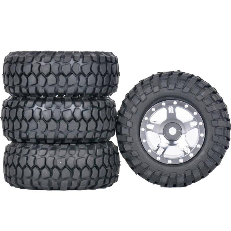 JVRWSC RC Autoreifen Felge Kompatibel Mit AXIAL Für SCX24 AXI00006 AXI90081 AXI00002 AXI00001 1/24 RC Car Crawler 4PCS Metallradnabe Gummireifen Zubehör(Color4) von JVRWSC