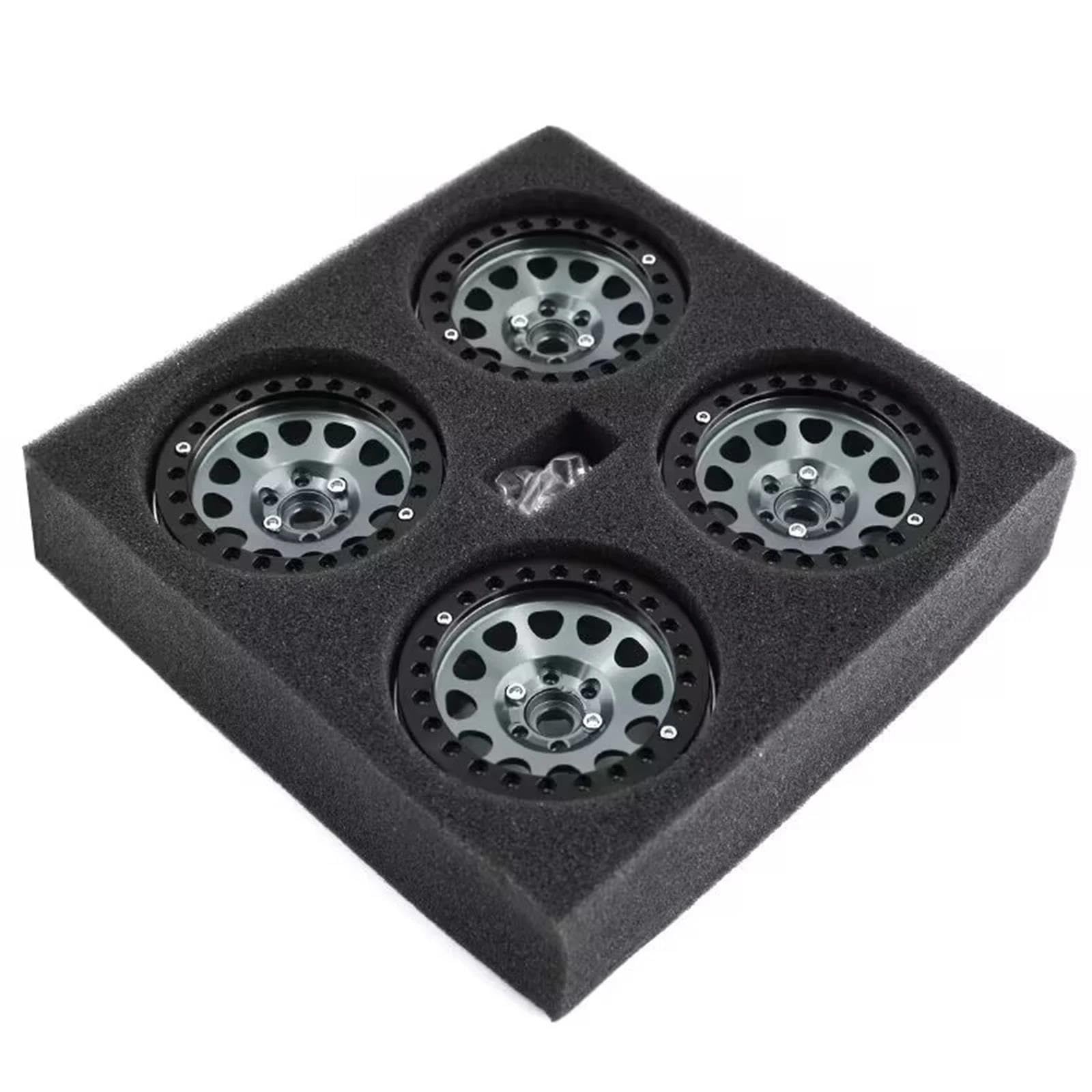 JVRWSC RC Autoreifen Felge Kompatibel Mit Axial Für SCX10 90046 AXI03007 TRX4 Für Redcat Gen8 4 Stück Aluminiumlegierung 2,2 Beadlock Felge Für 1/10 RC Crawler Auto(Gray) von JVRWSC
