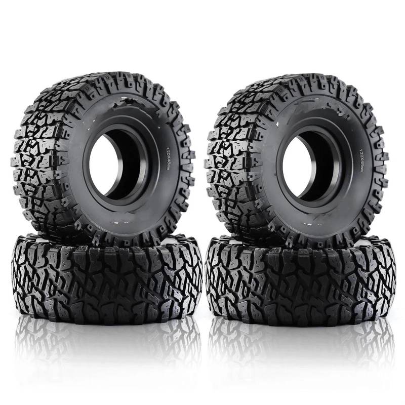 JVRWSC RC Autoreifen Felge Kompatibel Mit Axial Für SCX10 90046 AXI03007 TRX4 Für Redcat Gen8 4PCS 120MM 1,9" Rubber Rock Tires Radreifen Für 1:10 RC Crawler Car von JVRWSC