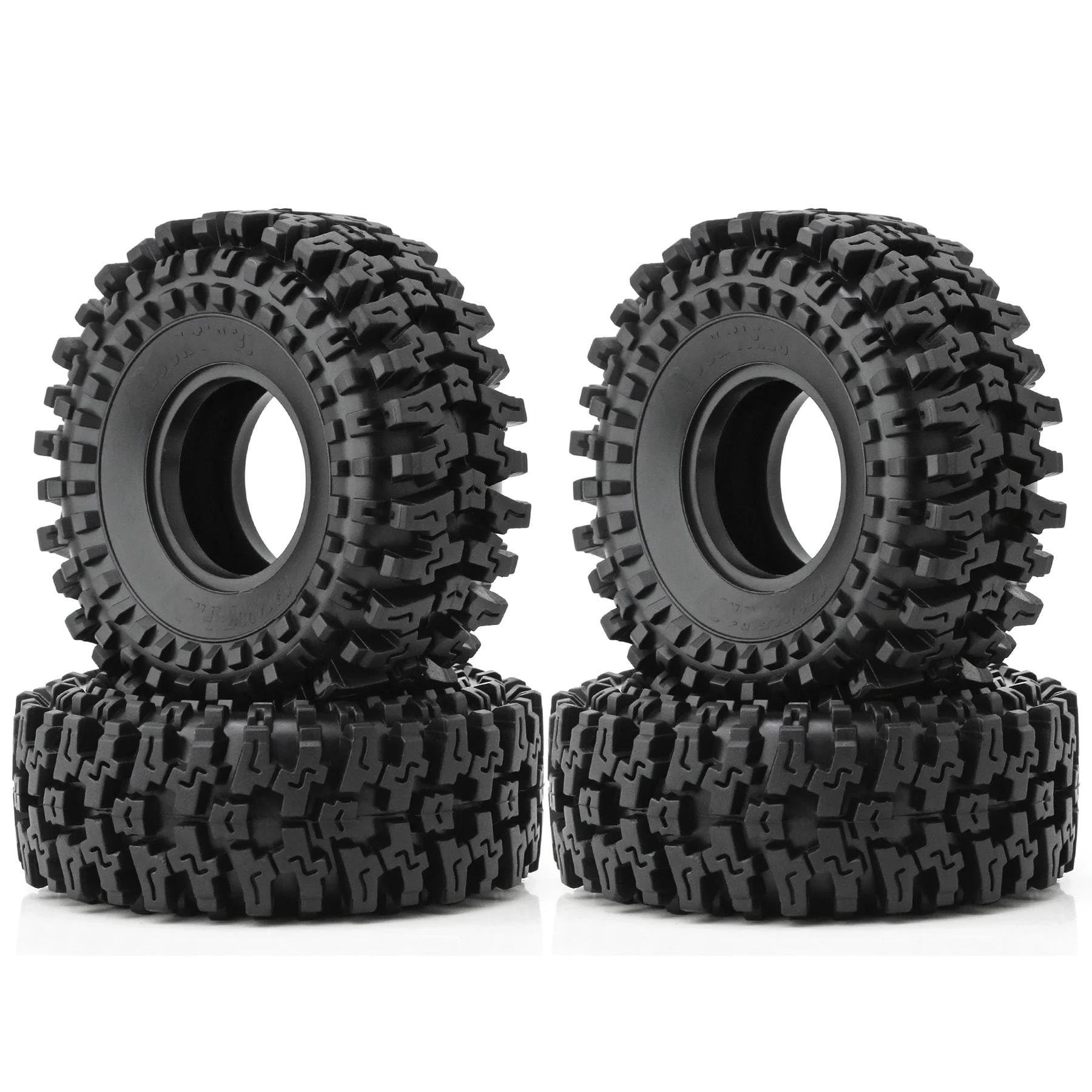 JVRWSC RC Autoreifen Felge Kompatibel Mit Axial Für SCX10 90046 AXI03007 TRX4 Redcat Gen8 RS 4 Stück 120 Mm 1,9 Zoll Gummifelsenreifen Radreifen Für 1:10 RC Crawler Car JVRWSC RC Autoreifen Felge Kompatibel Mit Axial Für SCX10 90046 AXI03007 TRX4 Redcat Gen8 RS 4 Stück 120 Mm 1,9 Zoll Gummifelsenreifen Radreifen Für 1:10 RC Crawler Car von JVRWSC