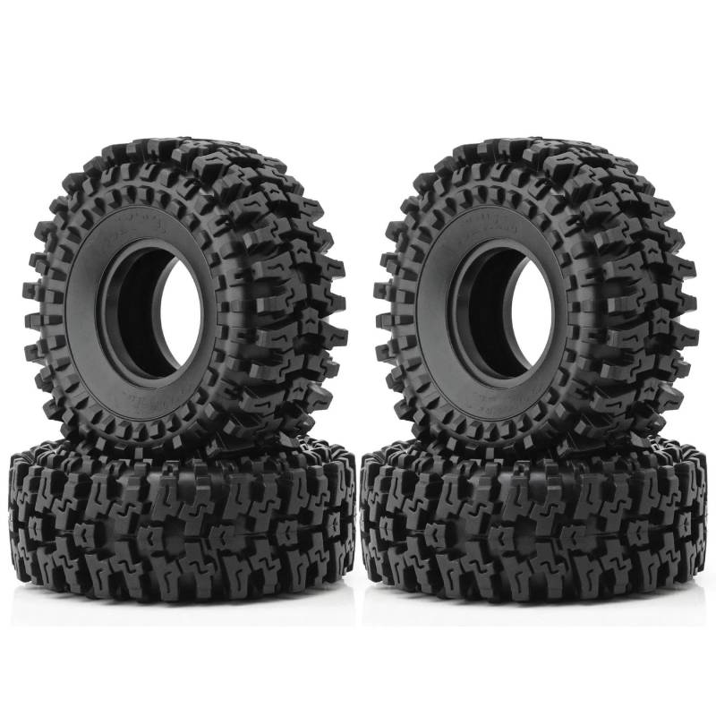 JVRWSC RC Autoreifen Felge Kompatibel Mit Axial Für SCX10 90046 AXI03007 TRX4 Redcat Gen8 RS 4 Stück 120 Mm 1,9 Zoll Gummifelsenreifen Radreifen Für 1:10 RC Crawler Car von JVRWSC
