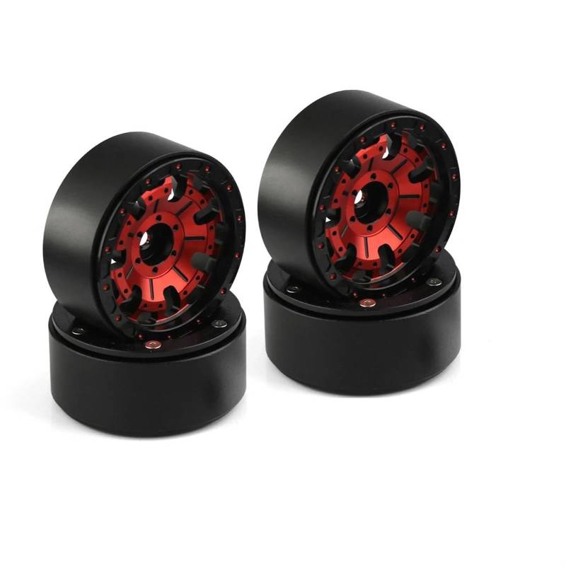 JVRWSC RC Autoreifen Felge Kompatibel Mit Axial Für SCX10 90046 AXI03007 VS4-10 Für Redcat 4-teilige Aluminiumlegierung 1,9 Beadlock-Felge Für 1/10 RC Crawler Car(Color1) von JVRWSC