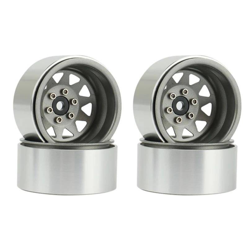 JVRWSC RC Autoreifen Felge Kompatibel Mit Axial Für SCX10 90046 Für Traxxas TRX4 Für 4PCS Deep Dish Wagon 1,9 Metall Beadlock Radnabe Felge Für 1/10 RC Crawler(Gray) von JVRWSC