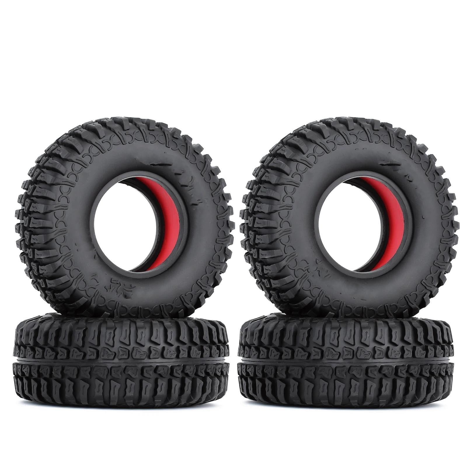 JVRWSC RC Autoreifen Felge Kompatibel Mit Axial Für SCX10 90046 TRX4 D90 Redcat Gen8 4PCS 1,9" Gummiradreifen Mit Zweistufigem TPE-Schaum Für RC Crawler Car(Color1) von JVRWSC