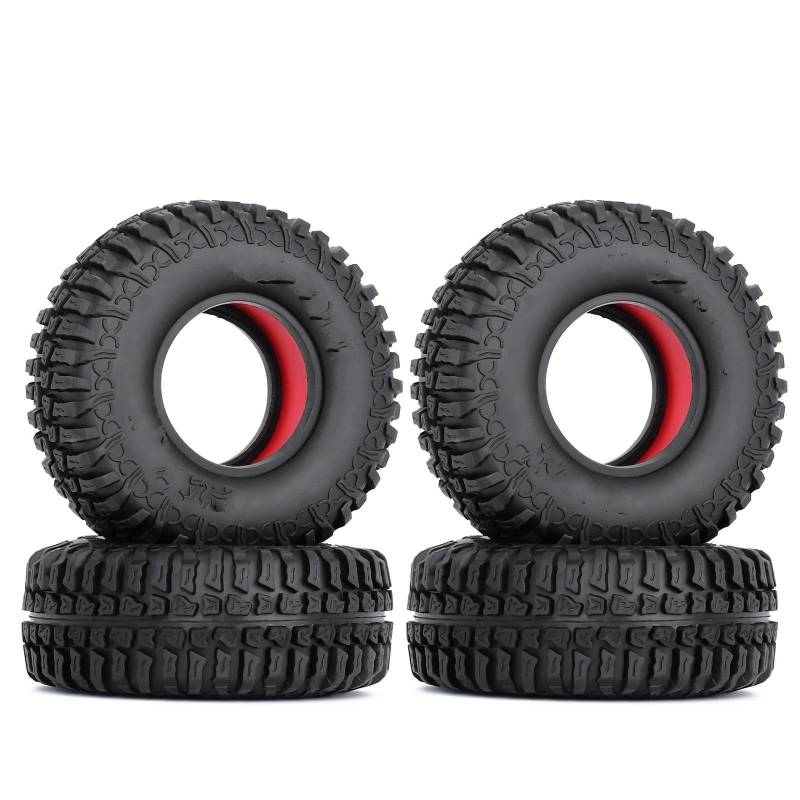 JVRWSC RC Autoreifen Felge Kompatibel Mit Axial Für SCX10 90046 TRX4 D90 Redcat Gen8 4PCS 1,9" Gummiradreifen Mit Zweistufigem TPE-Schaum Für RC Crawler Car(Color1) von JVRWSC