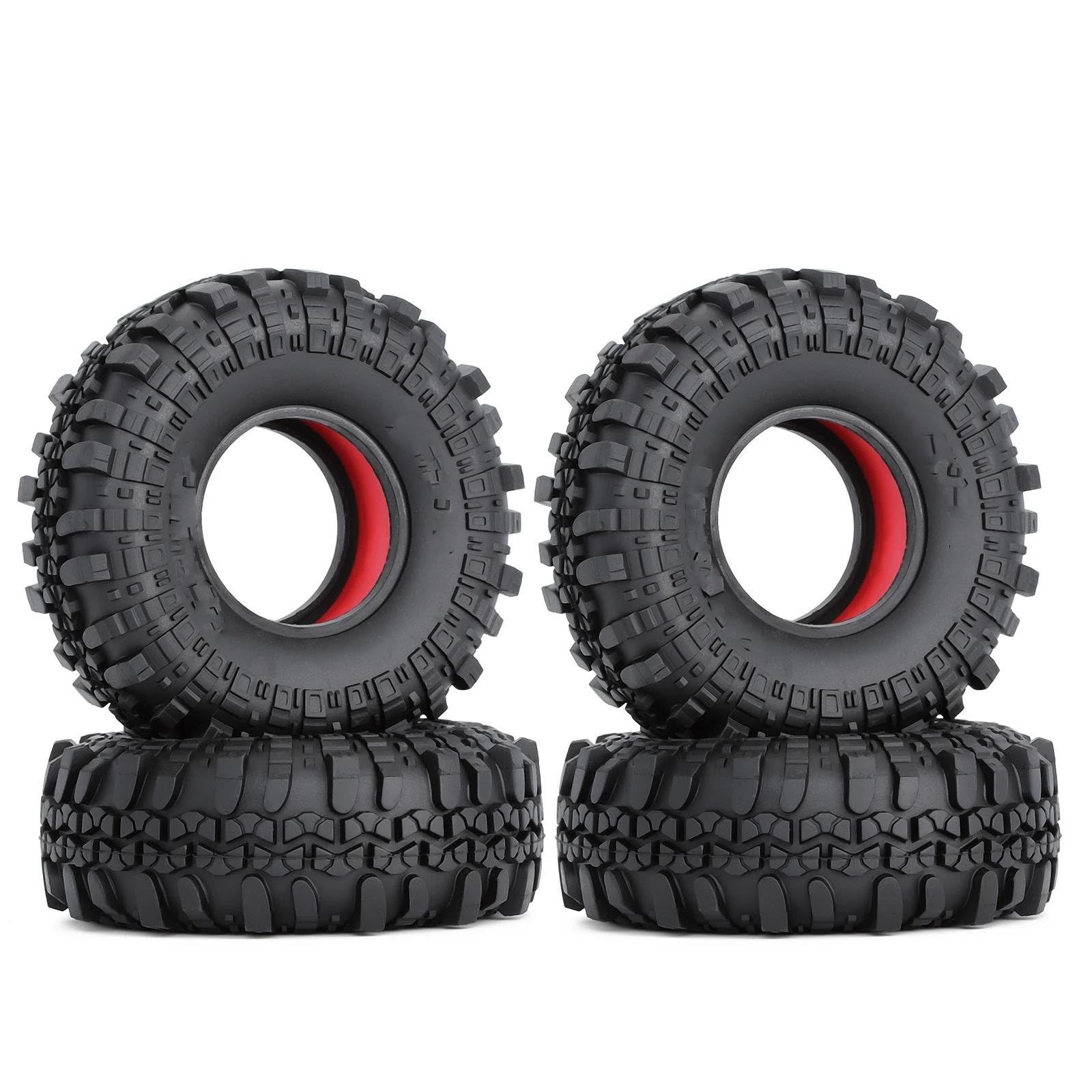 JVRWSC RC Autoreifen Felge Kompatibel Mit Axial Für SCX10 90046 TRX4 D90 Redcat Gen8 4PCS 1,9" Gummiradreifen Mit Zweistufigem TPE-Schaum Für RC Crawler Car(Color2) von JVRWSC
