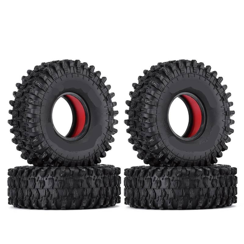 JVRWSC RC Autoreifen Felge Kompatibel Mit Axial Für SCX10 90046 TRX4 D90 Redcat Gen8 4PCS 1,9" Gummiradreifen Mit Zweistufigem TPE-Schaum Für RC Crawler Car(Color3) von JVRWSC