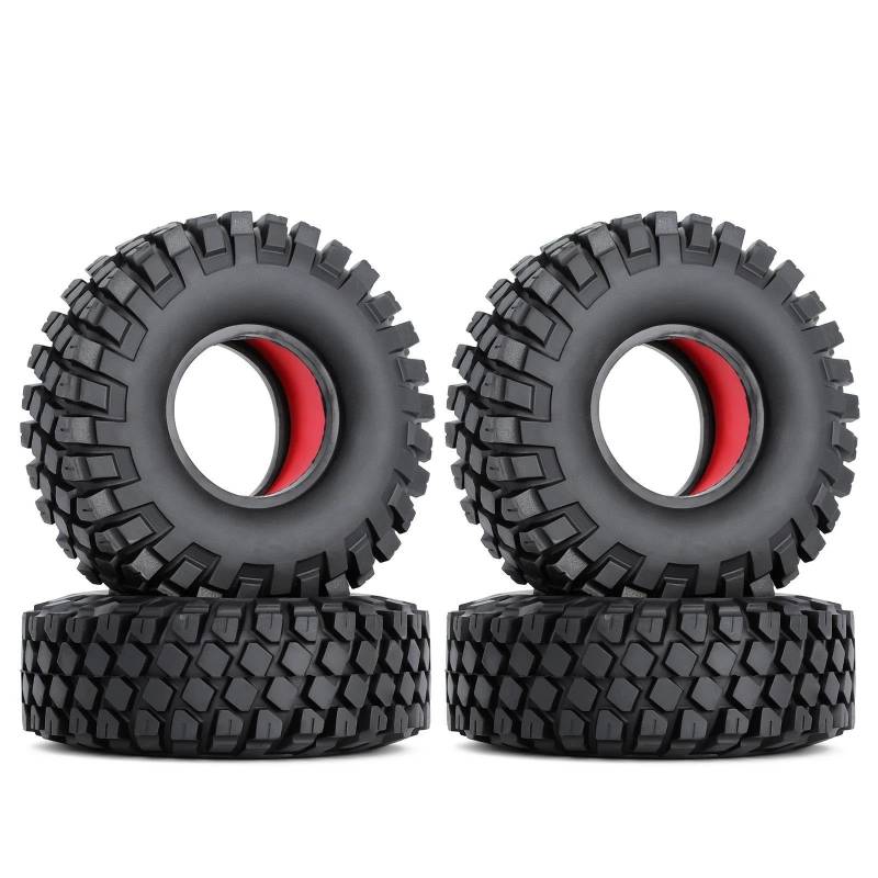 JVRWSC RC Autoreifen Felge Kompatibel Mit Axial Für SCX10 90046 TRX4 D90 Redcat Gen8 4PCS 1,9" Gummiradreifen Mit Zweistufigem TPE-Schaum Für RC Crawler Car(Color4) von JVRWSC