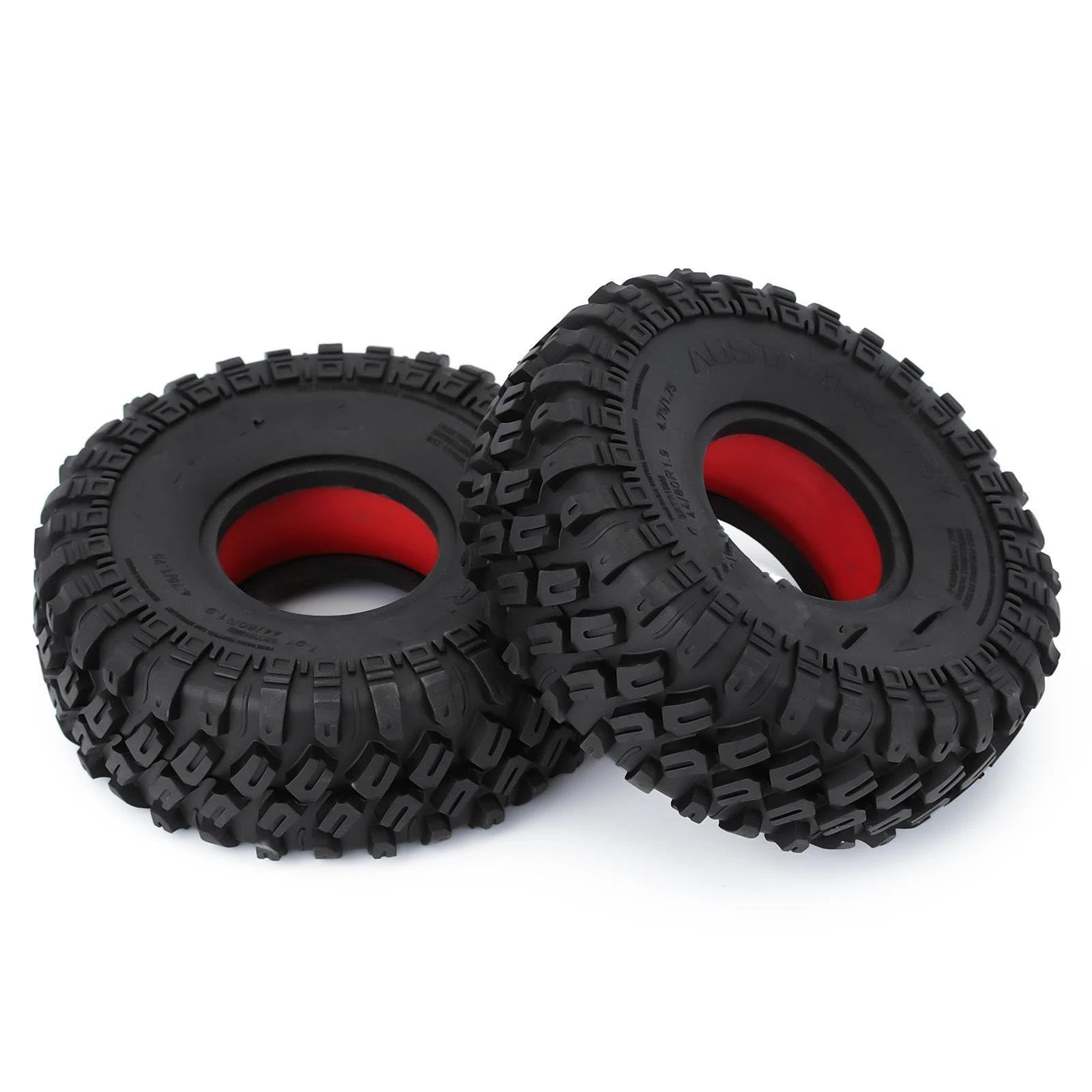 JVRWSC RC Autoreifen Felge Kompatibel Mit Axial Für SCX10 90046 TRX4 D90 Redcat Gen8 4PCS 1,9" Gummiradreifen Mit Zweistufigem TPE-Schaum Für RC Crawler Car(Color5) von JVRWSC