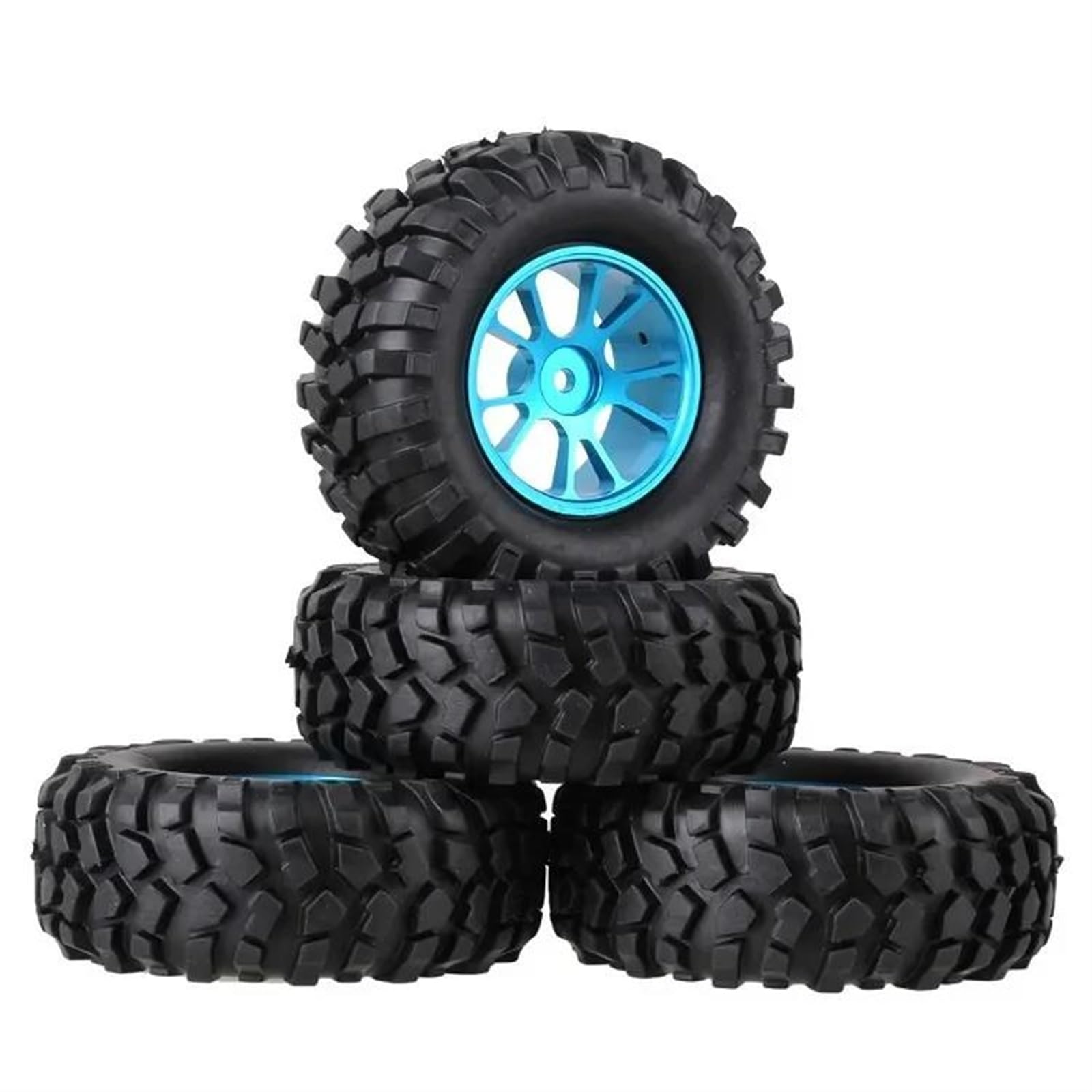 JVRWSC RC Autoreifen Felge Kompatibel Mit Axial Für SCX10 96 Mm 4 Stück 1,9 Zoll RC Crawler Autoreifen Reifen Mit Aluminiumlegierung Radnabe RC Auto Upgrade Teile(Blue) von JVRWSC