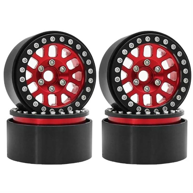 JVRWSC RC Autoreifen Felge Kompatibel Mit Axial Für SCX10 Für Traxxas TRX4 Für Redcat Gen8 VS4-10 Metall 1,9" Beadlock Felge Radnabe Für 1/10 RC Crawler Auto(Color1) von JVRWSC