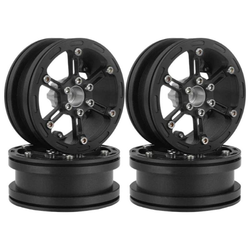 JVRWSC RC Autoreifen Felge Kompatibel Mit Axial Für SCX10 Für Wraith Für Capra RR10 Für Traxxas TRX4 2,2 Metall Beadlock Felge Nabe Für 1/10 RC Crawler Auto(Black) von JVRWSC