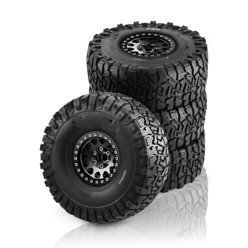 JVRWSC RC Autoreifen Felge Kompatibel Mit Axial Für SCX10 RR10 AX10 Wraith 90048 90018 KM2 4 Stück 1,9 Zoll Beadlock-Felgen Und Gummireifen Für 1/10 RC Rock Crawler(Color1) von JVRWSC