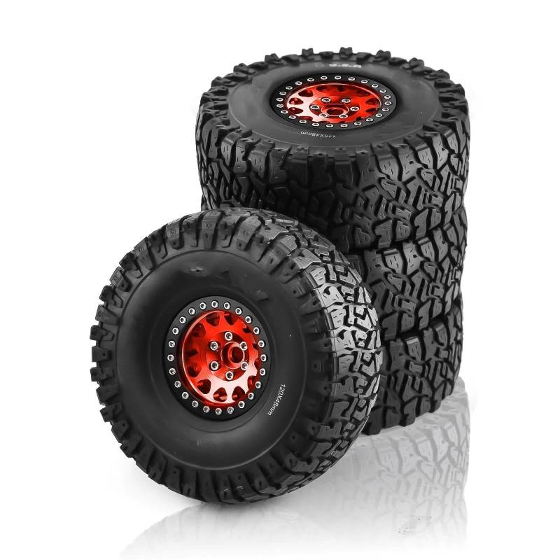 JVRWSC RC Autoreifen Felge Kompatibel Mit Axial Für SCX10 RR10 AX10 Wraith 90048 90018 KM2 4 Stück 1,9 Zoll Beadlock-Felgen Und Gummireifen Für 1/10 RC Rock Crawler(Color3) von JVRWSC