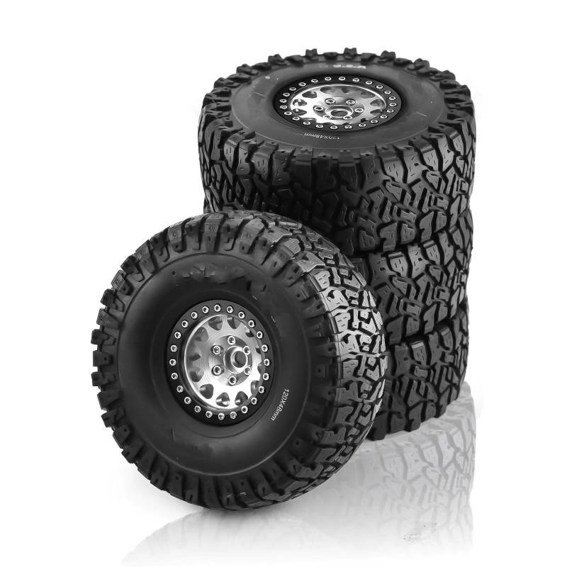 JVRWSC RC Autoreifen Felge Kompatibel Mit Axial Für SCX10 RR10 AX10 Wraith 90048 90018 KM2 4 Stück 1,9 Zoll Beadlock-Felgen Und Gummireifen Für 1/10 RC Rock Crawler(Color4) von JVRWSC