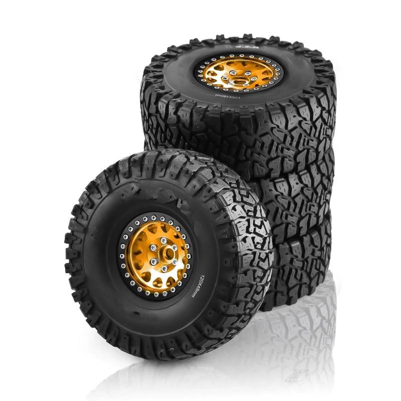 JVRWSC RC Autoreifen Felge Kompatibel Mit Axial Für SCX10 RR10 AX10 Wraith 90048 90018 KM2 4 Stück 1,9 Zoll Beadlock-Felgen Und Gummireifen Für 1/10 RC Rock Crawler(Color6) von JVRWSC