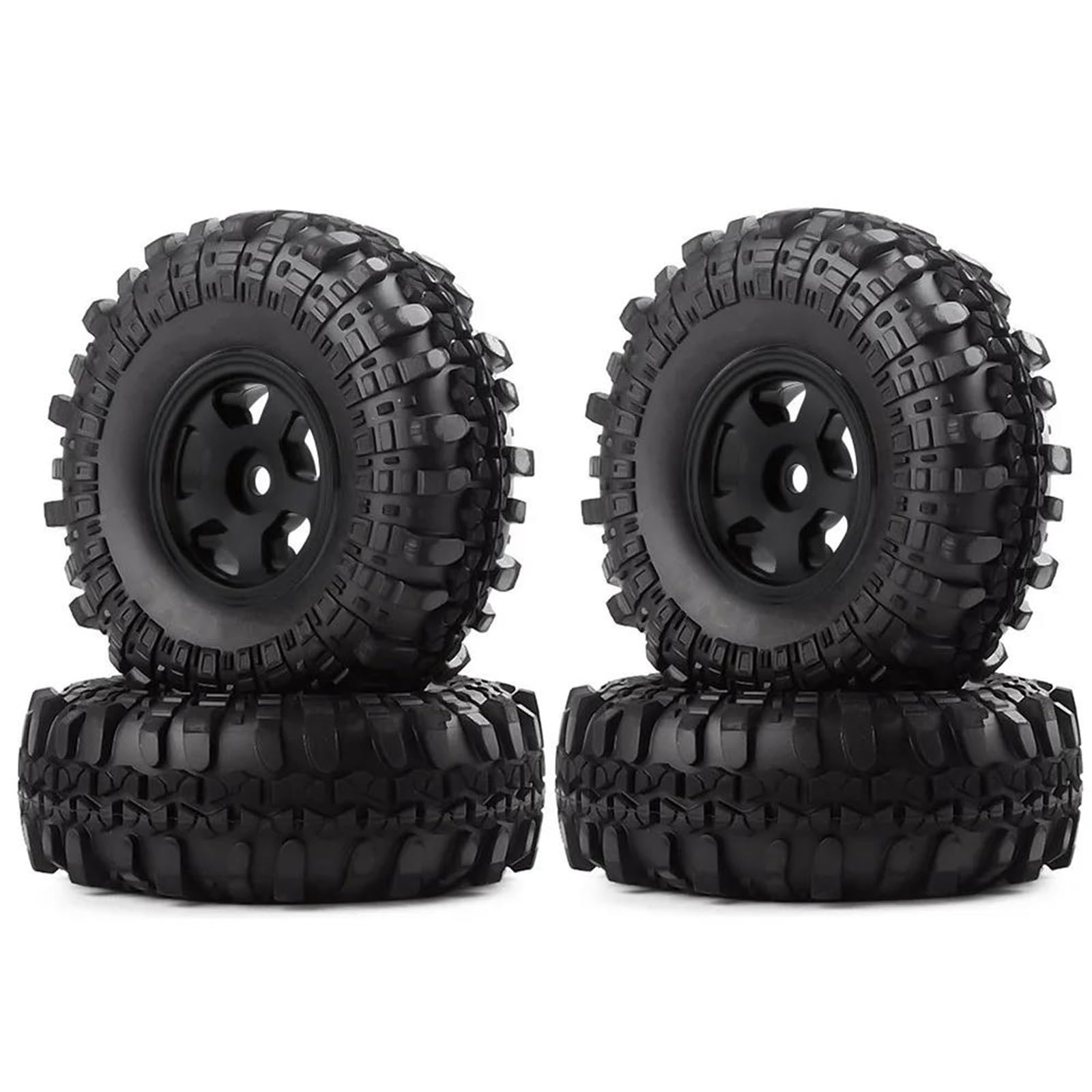 JVRWSC RC Autoreifen Felge Kompatibel Mit Axial Für SCX24 90081 AXI00001 4PCS 1,0 "49 * 18mm Beadlock Crawler Rad Felgen Reifen Set Für 1/24 RC Crawler Auto(Black) von JVRWSC
