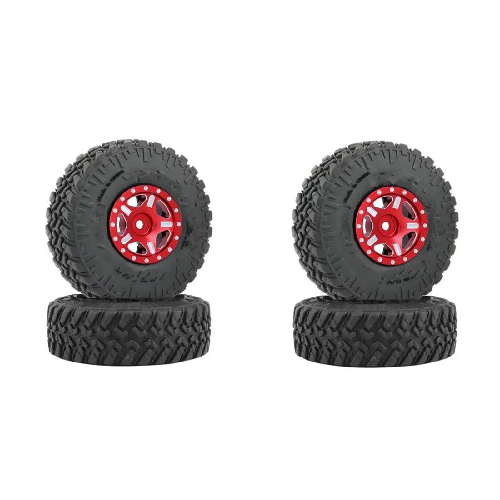 JVRWSC RC Autoreifen Felge Kompatibel Mit Axial Für SCX24 90081 AXI00001 AXI00002 Radteile 4PCS SCX24 Metallfelgen Und Gummireifen-Kit Für 1/24 RC-Auto(Red) von JVRWSC