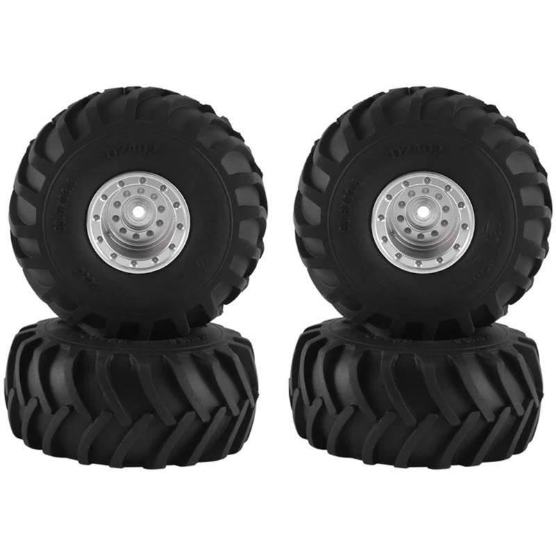 JVRWSC RC Autoreifen Felge Kompatibel Mit Axial Für SCX24 AX24 FMS FCX24 4 Stück 68 X 32 Mm Big 1.0 Metallfelge Gummireifen Reifen Für 1/24 RC Crawler Car Upgrade-Teile von JVRWSC