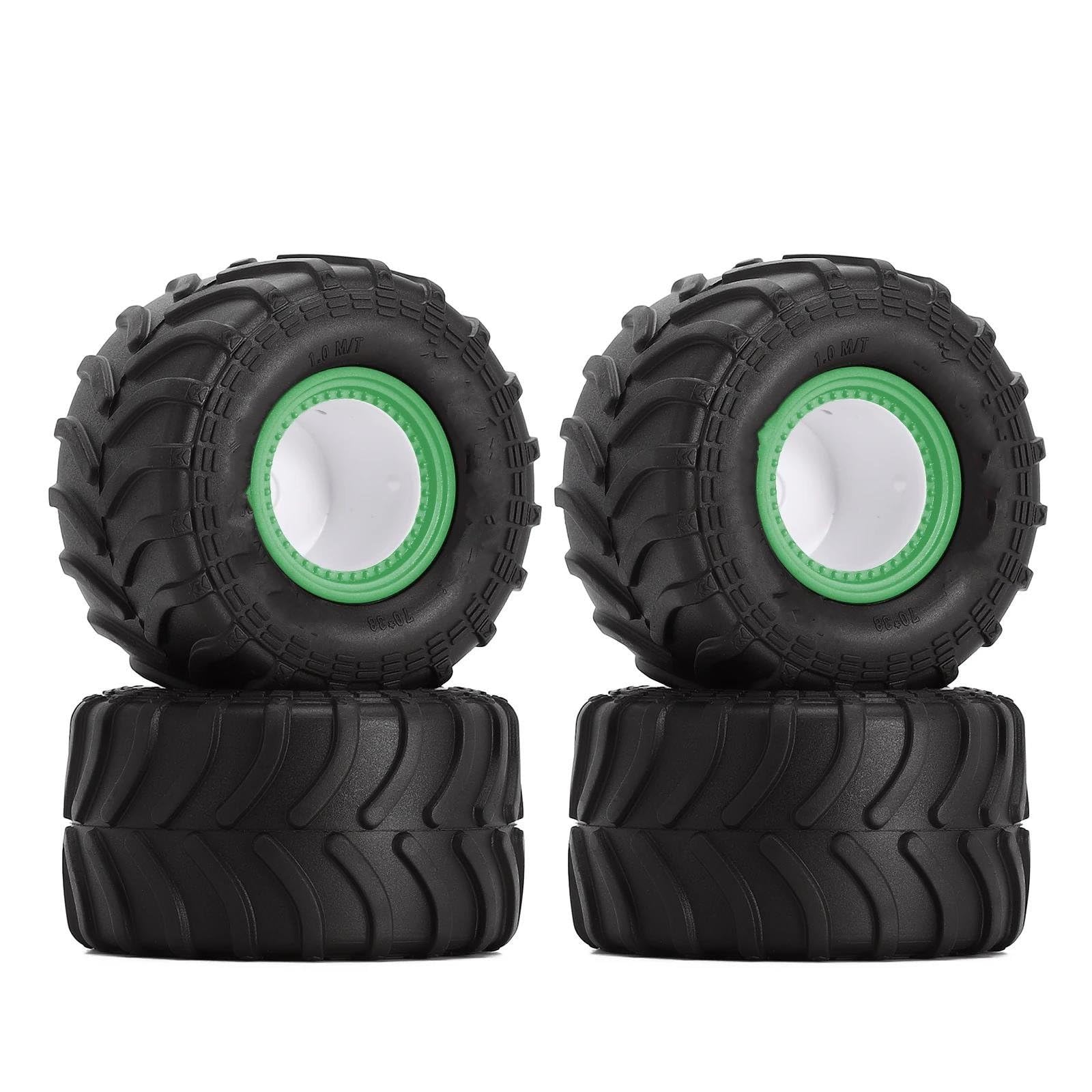 JVRWSC RC Autoreifen Felge Kompatibel Mit Axial Für SCX24 FMS FCX24 AX24 1/24 RC Crawler Auto LKW Felge Reifen Set 4PCS 70 * 38mm RC Reifen Ersatzteile(Color3) von JVRWSC