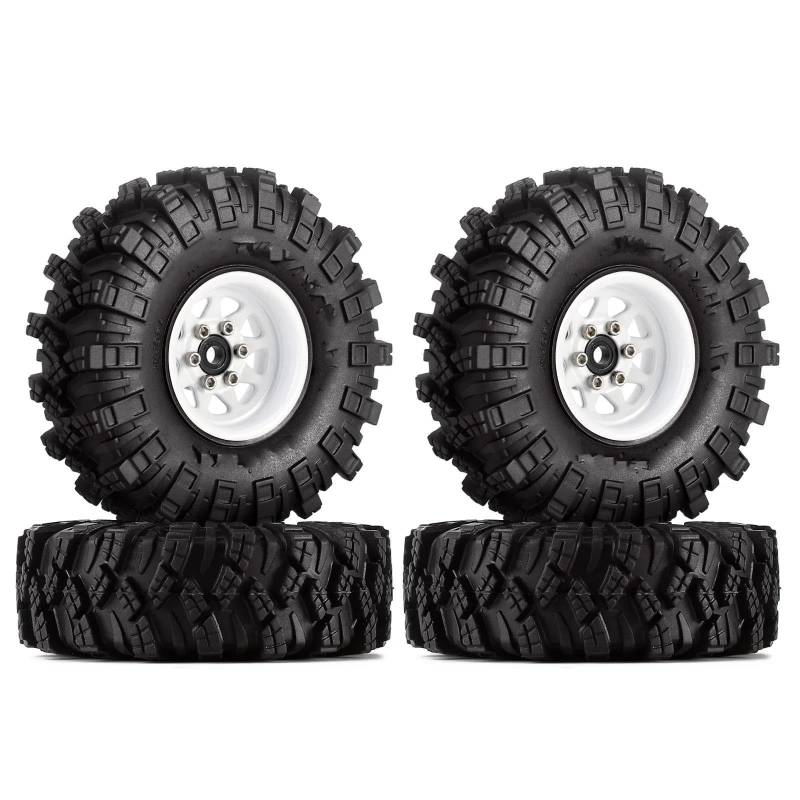 JVRWSC RC Autoreifen Felge Kompatibel Mit Axial Für SCX24 Für Enduro24 1,0 Beadlock Rad Schlamm Reifen Set Deep Dish Negative Offset 3,78mm Für RC Crawler Auto(Color2) von JVRWSC